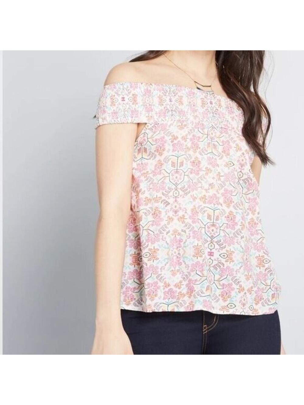 Compania Fantastica Modcloth Floral Off the Shoulder Blouse NEW Women's XS